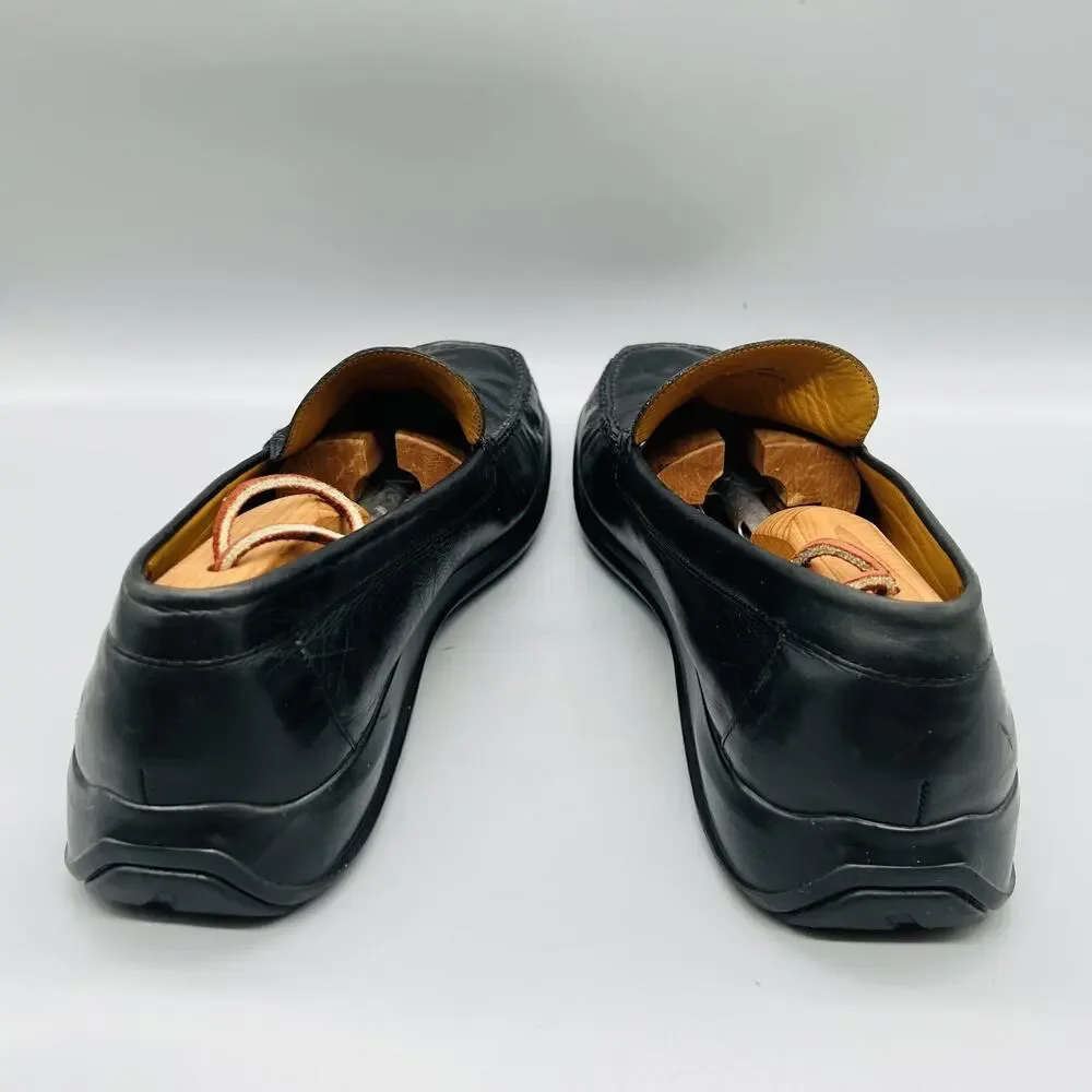 Cole Haan Shoes Men 11 Black Leather Vtg Air Moc Slip On Loafers 90s Y2k